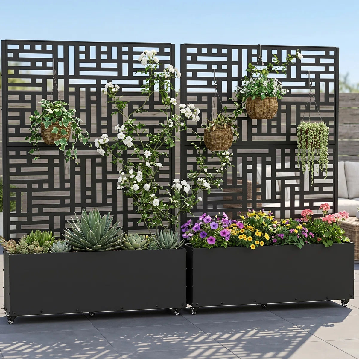 Jardinera elevada multifuncional de metal galvanizado